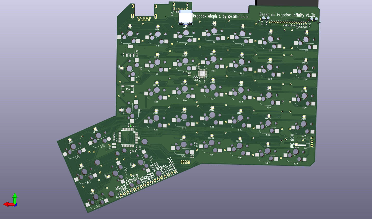 the back of a green circuit board. in addition to holes, there's a large number of silvers pads
